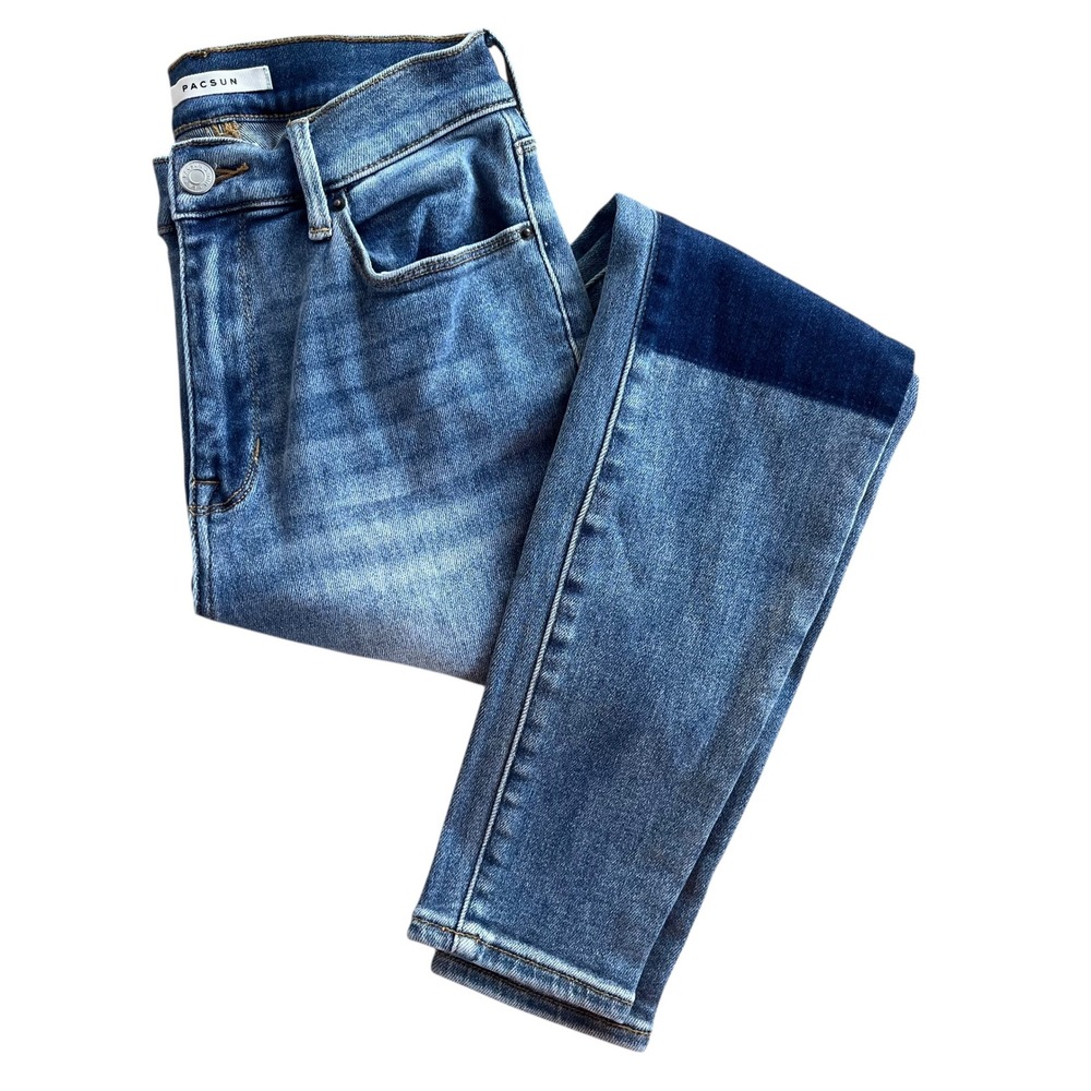 PacSun Women's 26 Light Wash Blue Denim Knee Patch High Rise Jegging Skinny Jean